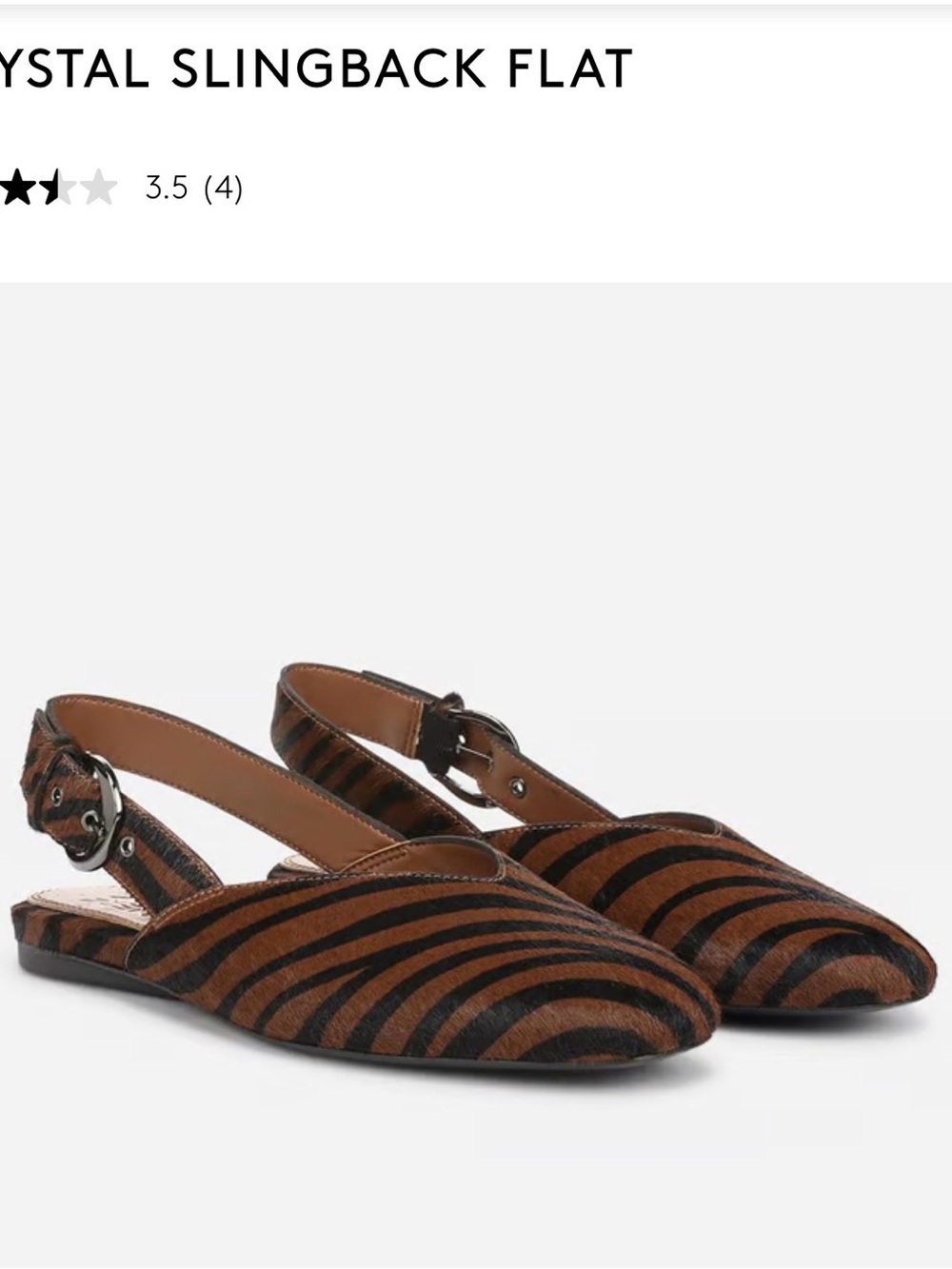 Naturalizer Crystal Slingback Flat in Brown and Black Zebra 8W